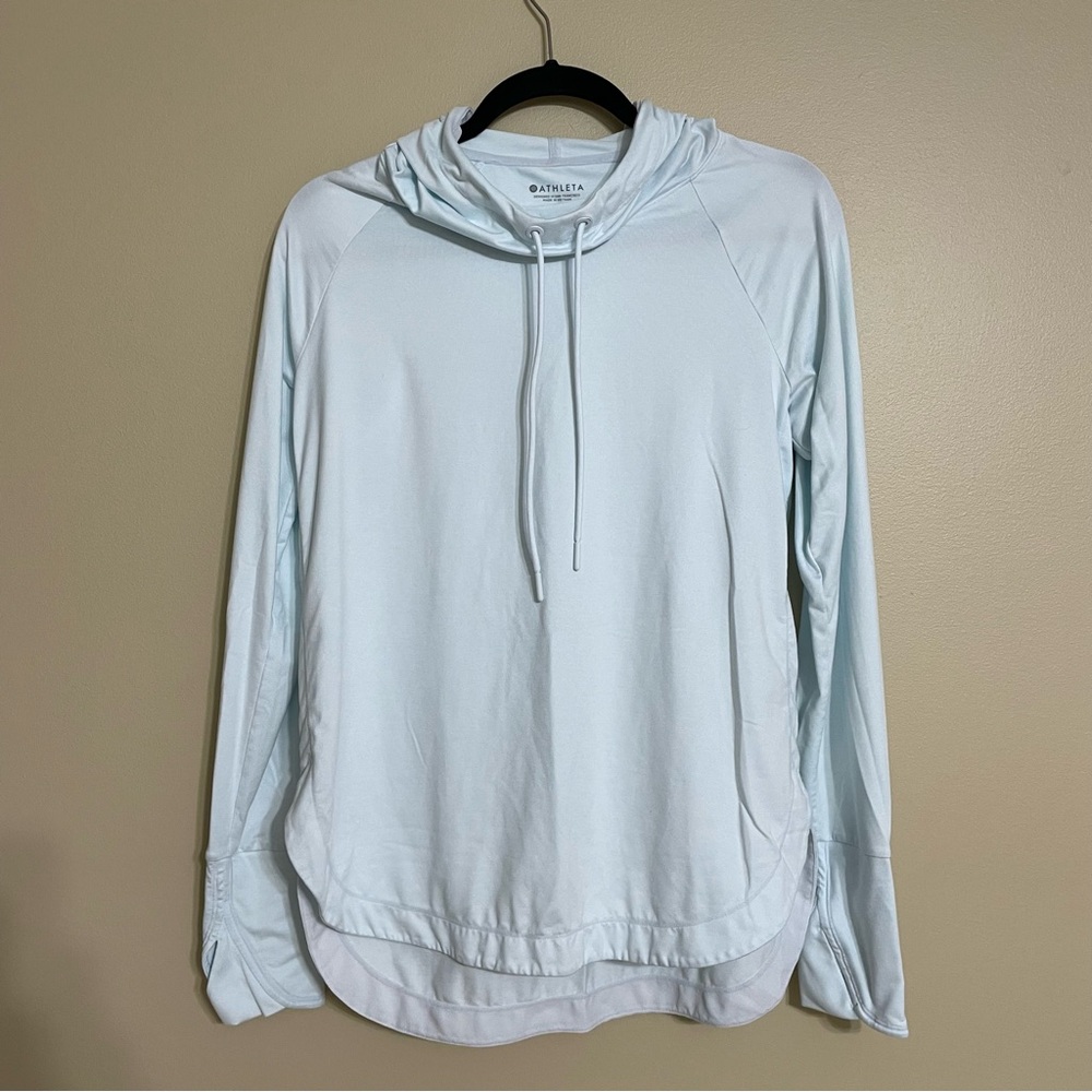 Athleta Uptempo Hoodie‎ Sweatshirt size medium baby blue athletic loungewear